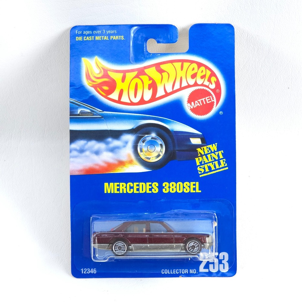 VTG 1991 Hot Wheels MERCEDES 380 SEL 253 Blue Card New Paint Style Silver UH